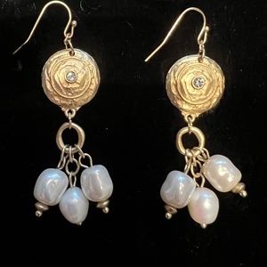 Chico's Gold Toned and Faux Pearl Earrings